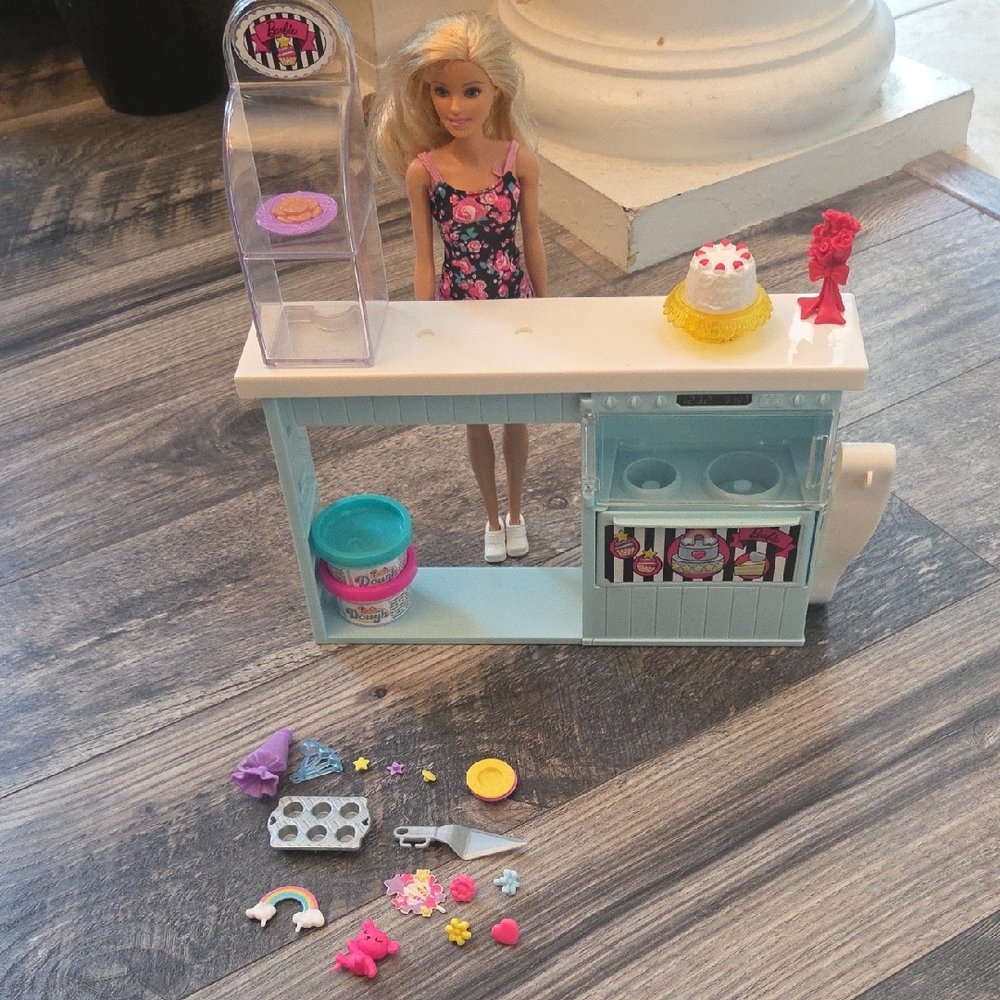 Barbie Pink and Blue Bakery Playset with Doll